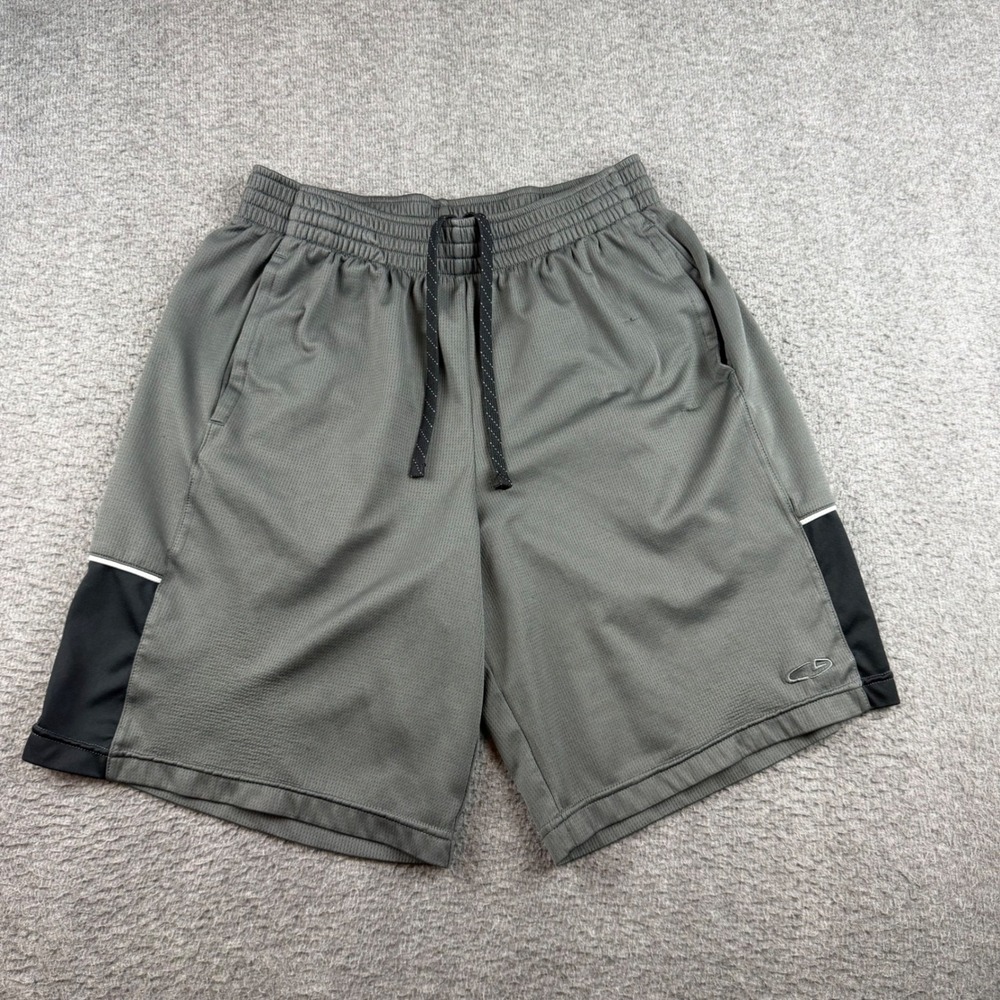 Champion Athletic Shorts Men's Medium‎ Grey Black Mesh Drawstring Pockets Snags